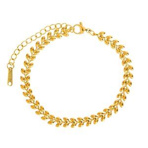 Gold Leaf Link Bracelet | Adjustable Chain | NWT